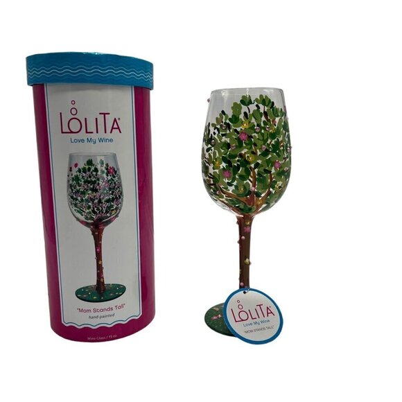 Lolita Mom Stands Tall Hand-Painted Wine Glass 15 Oz With Gift Box - Picture 1 of 4
